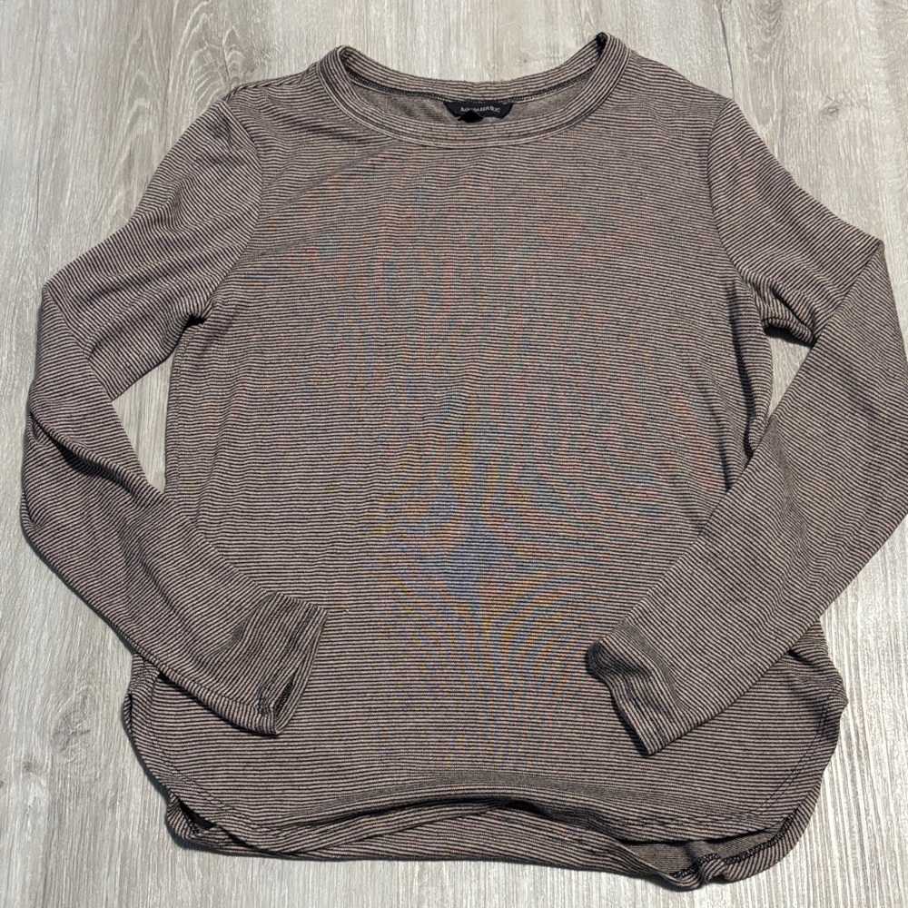 Banana Republic Brown Striped Long Sleeve Tee-EUC